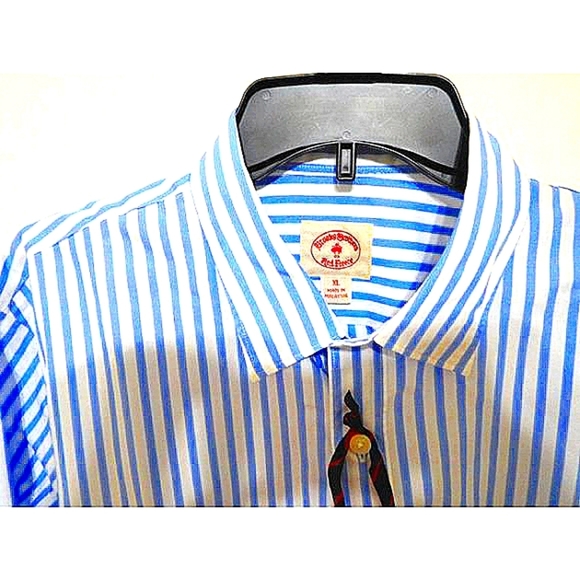 Brooks Bros Men Nine to Nine Wide Shirt Extra Large XL NEW Blue White Striped - Picture 2 of 5